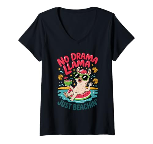 Damen lustiges sarkastisches Tier Zitat ironisches Design T-Shirt mit V-Ausschnitt von Lustiger Tier Spruch, Lustig sarkastisch