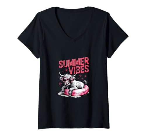 Damen lustiges sarkastisches Tier Zitat Hochlandrind Sommer T-Shirt mit V-Ausschnitt Damen lustiges sarkastisches Tier Zitat Hochlandrind Sommer T-Shirt mit V-Ausschnitt von Lustiger Tier Spruch, sarkastisches Sommer design