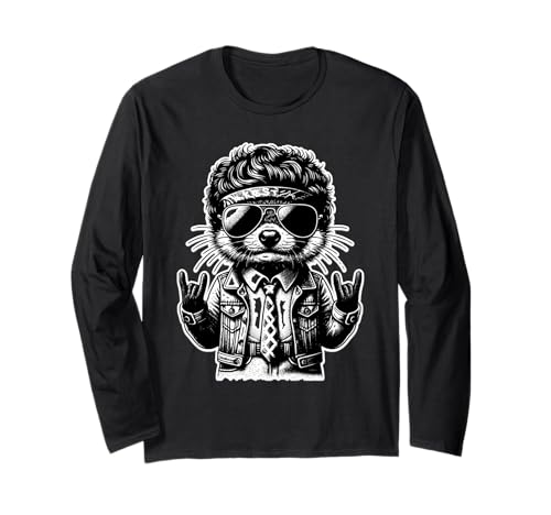 Retro Rock Musik Waschbär Männer Kinder Frauen Lustiges Langarmshirt Retro Rock Musik Waschbär Männer Kinder Frauen Lustiges Langarmshirt von Lustiger Waschbär Retro Rock Musik
