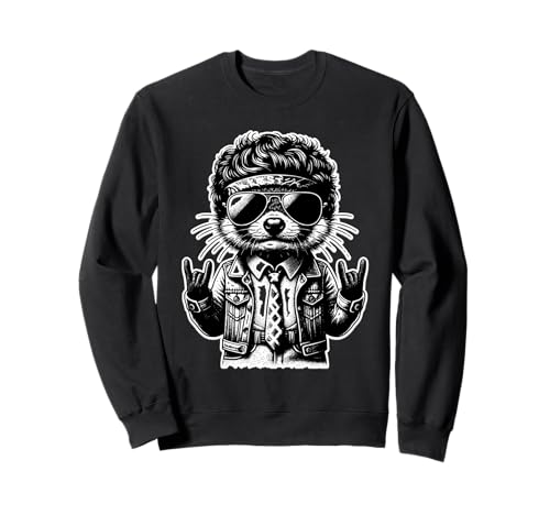 Retro Rock Musik Waschbär Männer Kinder Frauen Lustiges Sweatshirt Retro Rock Musik Waschbär Männer Kinder Frauen Lustiges Sweatshirt von Lustiger Waschbär Retro Rock Musik