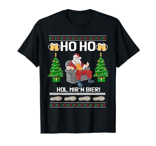 Herren Ho Ho Hol mir Bier Trinker trinken saufen Weihnachten Punsch T-Shirt von Lustiger Weihnachtsmann assi asozial faul Säufer