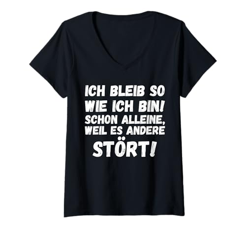 Damen Ich Bleib So Wie Ich Bin! Selbstbewusst Lustiger Spruch T-Shirt mit V-Ausschnitt Damen Ich Bleib So Wie Ich Bin! Selbstbewusst Lustiger Spruch T-Shirt mit V-Ausschnitt von Lustiger Witzige Sarkastische Sprüche Geschenkidee