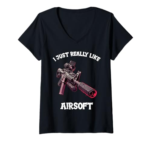 Damen Airsoft Hobby lustiges Airsoft T-Shirt mit V-Ausschnitt Damen Airsoft Hobby lustiges Airsoft T-Shirt mit V-Ausschnitt von Lustiger airsoft Spruch Shop