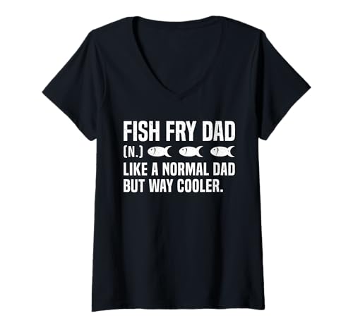 Damen Fish Fry Dad Definition Fathers Day Fried Fish T-Shirt mit V-Ausschnitt Damen Fish Fry Dad Definition Fathers Day Fried Fish T-Shirt mit V-Ausschnitt von Lustiger frittierter Fisch Design Idee