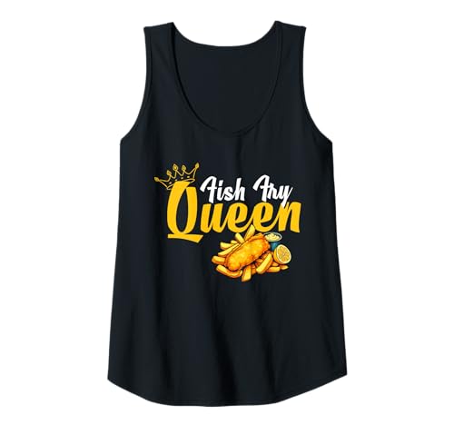 Damen Fish Fry Queen Fried Fish Tank Top Damen Fish Fry Queen Fried Fish Tank Top von Lustiger frittierter Fisch Designs Idee