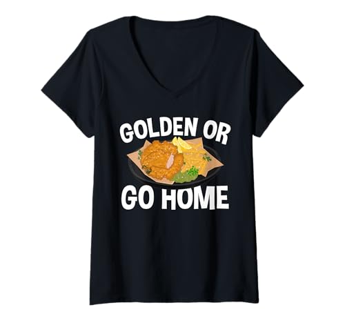 Damen Golden Or Go Home Fish Fry Fried Fish T-Shirt mit V-Ausschnitt Damen Golden Or Go Home Fish Fry Fried Fish T-Shirt mit V-Ausschnitt von Lustiger frittierter Fisch Designs Idee