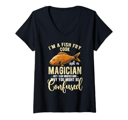 Damen Im A Fish Fry Good Not A Magician But I Can Understand T-Shirt mit V-Ausschnitt Damen Im A Fish Fry Good Not A Magician But I Can Understand T-Shirt mit V-Ausschnitt von Lustiger frittierter Fisch Designs Idee