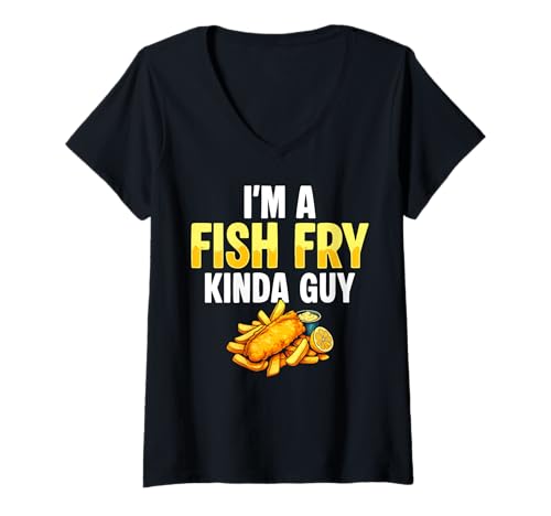 Damen Im A Fish Fry Kinda Guy Fried Fish T-Shirt mit V-Ausschnitt Damen Im A Fish Fry Kinda Guy Fried Fish T-Shirt mit V-Ausschnitt von Lustiger frittierter Fisch Designs Idee
