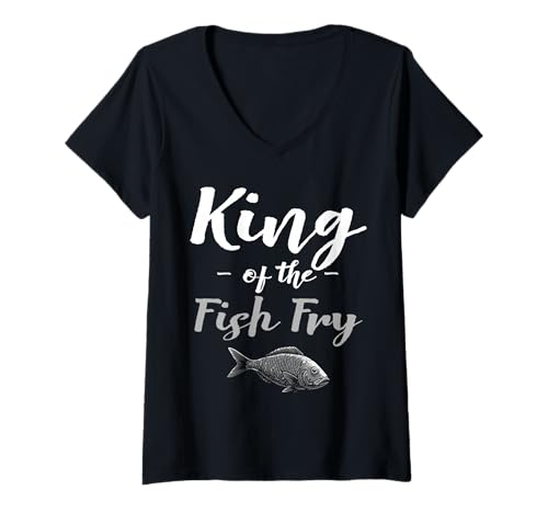 Damen King of The Fish Fry Fried Fish T-Shirt mit V-Ausschnitt Damen King of The Fish Fry Fried Fish T-Shirt mit V-Ausschnitt von Lustiger frittierter Fisch Designs Idee