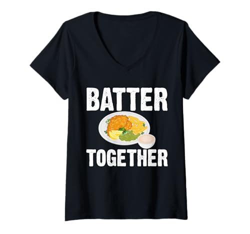 Damen Batter Together Fried Fish Fry T-Shirt mit V-Ausschnitt Damen Batter Together Fried Fish Fry T-Shirt mit V-Ausschnitt von Lustiger frittierter Fisch Designs Ideen