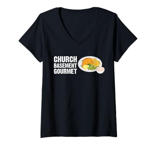 Damen Church Basement Gourmet Fried Fish Fry T-Shirt mit V-Ausschnitt Damen Church Basement Gourmet Fried Fish Fry T-Shirt mit V-Ausschnitt von Lustiger frittierter Fisch Designs Ideen
