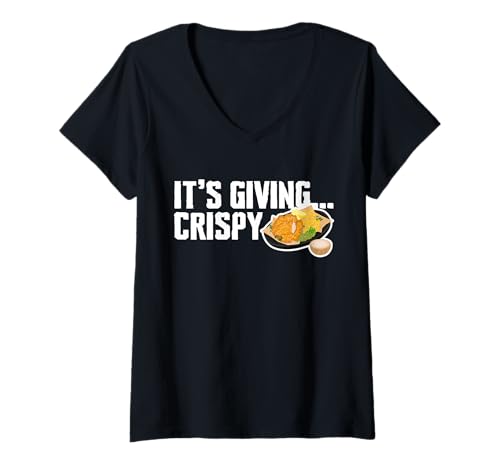 Damen Its Giving Crispy Fried Fish Fry T-Shirt mit V-Ausschnitt Damen Its Giving Crispy Fried Fish Fry T-Shirt mit V-Ausschnitt von Lustiger frittierter Fisch Designs Ideen