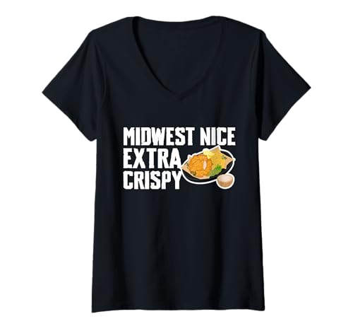 Damen Midwest Nice Extra Crispy Fried Fish Fry T-Shirt mit V-Ausschnitt Damen Midwest Nice Extra Crispy Fried Fish Fry T-Shirt mit V-Ausschnitt von Lustiger frittierter Fisch Designs Ideen