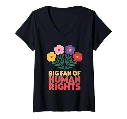 Damen Großer Fan von Menschenrechtsprotestieren T-Shirt mit V-Ausschnitt Damen Großer Fan von Menschenrechtsprotestieren T-Shirt mit V-Ausschnitt von Lustiger großer Fan von Menschenrechtsprotestieren