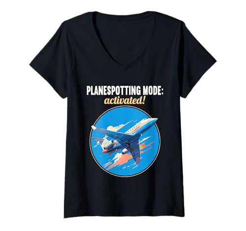 Damen planespotting Hobby lustiges planespotting T-Shirt mit V-Ausschnitt Damen planespotting Hobby lustiges planespotting T-Shirt mit V-Ausschnitt von Lustiger planespotting Spruch Shop