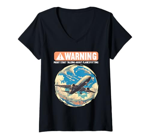 Damen planespotting Hobby lustiges planespotting T-Shirt mit V-Ausschnitt Damen planespotting Hobby lustiges planespotting T-Shirt mit V-Ausschnitt von Lustiger planespotting Spruch Shop