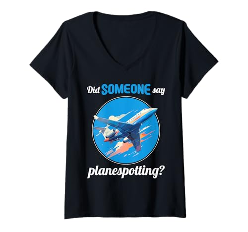 Damen planespotting Hobby lustiges planespotting T-Shirt mit V-Ausschnitt Damen planespotting Hobby lustiges planespotting T-Shirt mit V-Ausschnitt von Lustiger planespotting Spruch Shop