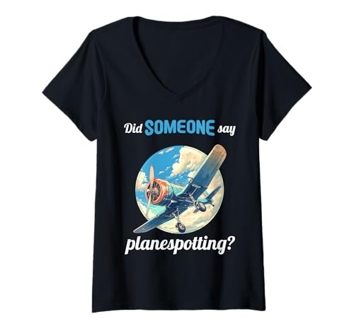 Damen planespotting Hobby lustiges planespotting T-Shirt mit V-Ausschnitt Damen planespotting Hobby lustiges planespotting T-Shirt mit V-Ausschnitt von Lustiger planespotting Spruch Shop