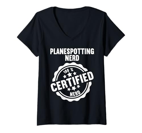 Damen planespotting Hobby lustiges planespotting T-Shirt mit V-Ausschnitt Damen planespotting Hobby lustiges planespotting T-Shirt mit V-Ausschnitt von Lustiger planespotting Spruch Shop