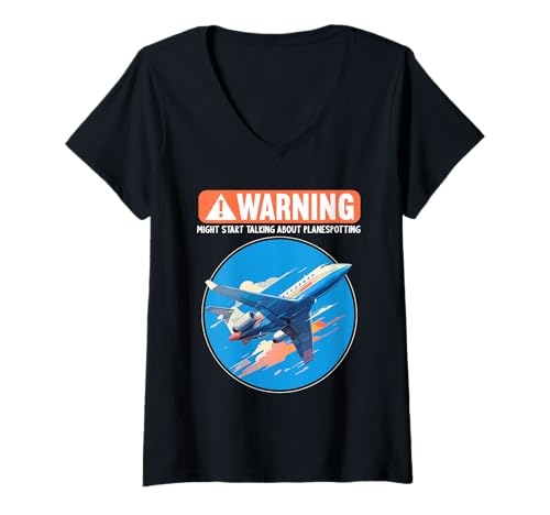 Damen planespotting Hobby lustiges planespotting T-Shirt mit V-Ausschnitt Damen planespotting Hobby lustiges planespotting T-Shirt mit V-Ausschnitt von Lustiger planespotting Spruch Shop