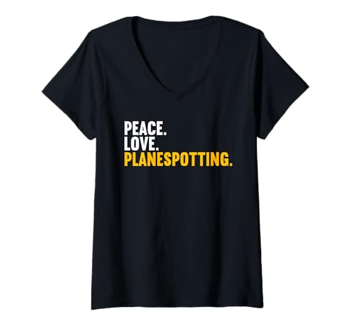 Damen planespotting Hobby lustiges planespotting T-Shirt mit V-Ausschnitt Damen planespotting Hobby lustiges planespotting T-Shirt mit V-Ausschnitt von Lustiger planespotting Spruch Shop