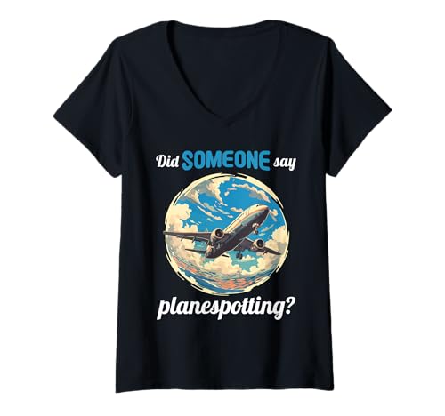 Damen planespotting Hobby lustiges planespotting T-Shirt mit V-Ausschnitt Damen planespotting Hobby lustiges planespotting T-Shirt mit V-Ausschnitt von Lustiger planespotting Spruch Shop