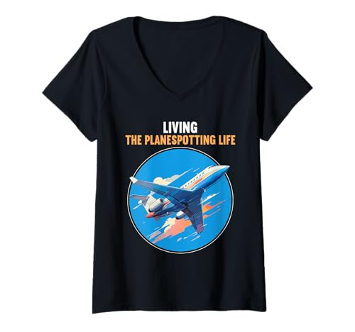 Damen planespotting Hobby lustiges planespotting T-Shirt mit V-Ausschnitt Damen planespotting Hobby lustiges planespotting T-Shirt mit V-Ausschnitt von Lustiger planespotting Spruch Shop