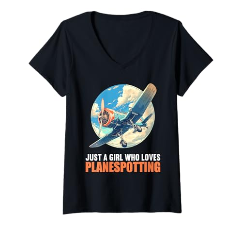 Damen planespotting Hobby lustiges planespotting T-Shirt mit V-Ausschnitt Damen planespotting Hobby lustiges planespotting T-Shirt mit V-Ausschnitt von Lustiger planespotting Spruch Shop