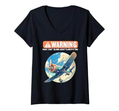 Damen planespotting Hobby lustiges planespotting T-Shirt mit V-Ausschnitt Damen planespotting Hobby lustiges planespotting T-Shirt mit V-Ausschnitt von Lustiger planespotting Spruch Shop