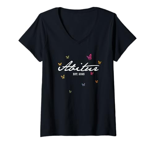 Damen Abi '25 Motto mit Stil - Abitur Established 2025 T-Shirt mit V-Ausschnitt von Lustiges Abi '25 Motto Abitur 2025