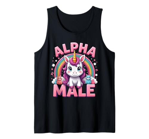 Lustiges Einhorn Alpha Unicorn Meme Male Männer Männlich Tank Top Lustiges Einhorn Alpha Unicorn Meme Male Männer Männlich Tank Top von Lustiges Alpha Meme Male Tier mit Regenbogen