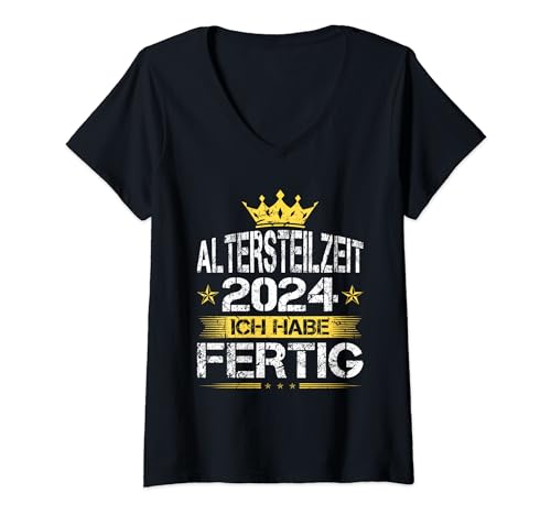 Damen Altersteilzeit 2025 Rente Ruhestand Ich Habe Fertig T-Shirt mit V-Ausschnitt Damen Altersteilzeit 2025 Rente Ruhestand Ich Habe Fertig T-Shirt mit V-Ausschnitt von Lustiges Altersteilzeit Ruhestand Renteneintritt