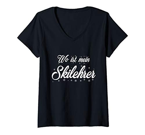 Damen Wo Ist Mein Skilehrer Apres Ski Wintersport Damen T-Shirt mit V-Ausschnitt Damen Wo Ist Mein Skilehrer Apres Ski Wintersport Damen T-Shirt mit V-Ausschnitt von Lustiges Apres Ski Design Für Frauen