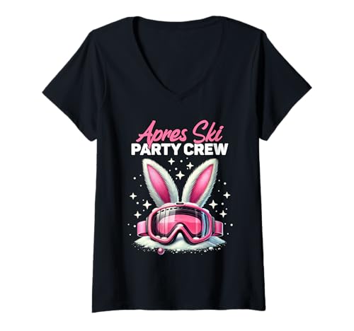 Damen Skihaserl Apres Ski Hase Skifahren Party Crew Skihäschen T-Shirt mit V-Ausschnitt Damen Skihaserl Apres Ski Hase Skifahren Party Crew Skihäschen T-Shirt mit V-Ausschnitt von Lustiges Apres Ski Party Gruppen Kostüm