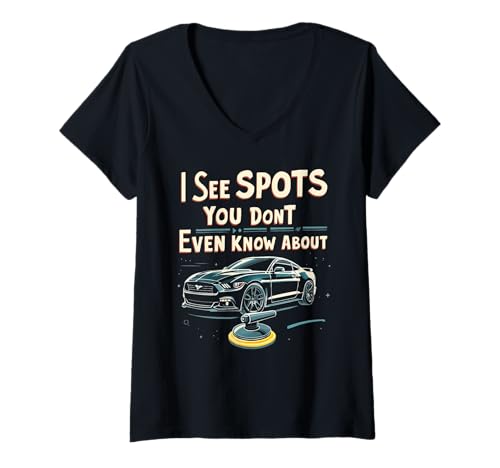 Damen Automatische Details Fahrzeugauto Details des Autors Details T-Shirt mit V-Ausschnitt Damen Automatische Details Fahrzeugauto Details des Autors Details T-Shirt mit V-Ausschnitt von Lustiges Auto -Detailer -Auto -Details