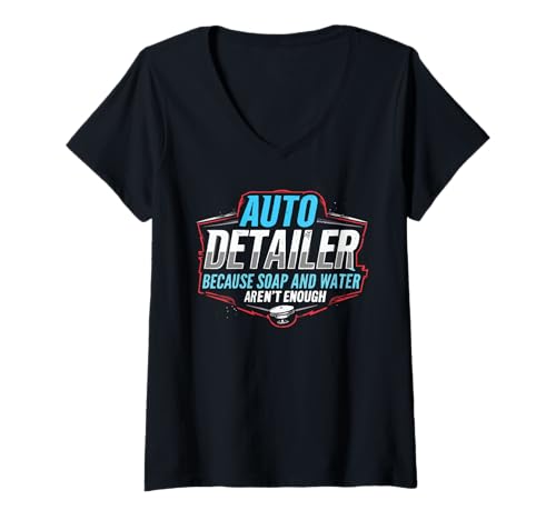 Damen Automatische Details Fahrzeugauto Details des Autors Details T-Shirt mit V-Ausschnitt Damen Automatische Details Fahrzeugauto Details des Autors Details T-Shirt mit V-Ausschnitt von Lustiges Auto -Detailer -Auto -Details