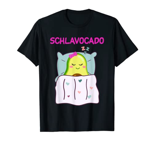 Schlavocado Schlaf-Shirt Avocado Schlafanzug Damen Pyjama T-Shirt von Lustiges Avocado Geschenk Frauen Männer Kinder