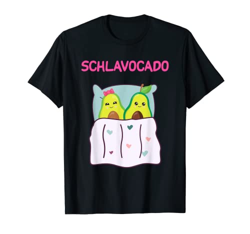 Schlavocado Schlaf-Shirt Avocado Schlafanzug Damen Pyjama T-Shirt von Lustiges Avocado Geschenk Frauen Männer Kinder