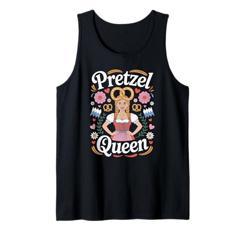 Pretzel Queen Oktoberfest Dirndl Trachten Ersatz Saufen Tank Top von Lustiges Bayerisches Oktoberfest Sprüche Design