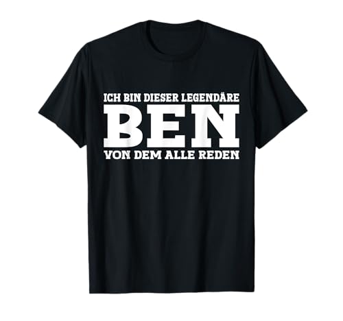 Lustiges Ben Geschenk Ben Spruch - Ben T-Shirt für Männer - Schwarz, Buchstabenmuster, Klein, T-Shirt von Lustiges Ben Geschenk Ben Spruch