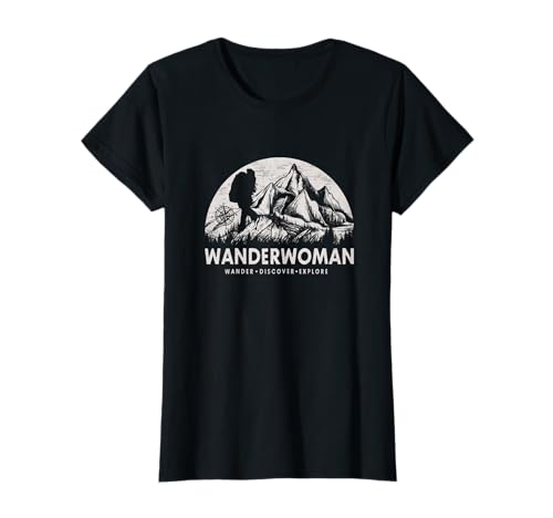 Wanderwoman Wandern Berge Natur Alpen Wanderin Frauen Damen T-Shirt von Lustiges Bergsteiger Bergsport Wandern Geschenk