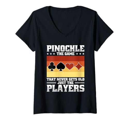 Damen Retro Pinochle The Game That Never Gets Old Just The Players T-Shirt mit V-Ausschnitt Damen Retro Pinochle The Game That Never Gets Old Just The Players T-Shirt mit V-Ausschnitt von Lustiges Binokel Design Für Opa Und Oma