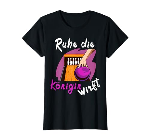 Lustiges Bowling | Königin-T-Shirt für Damen - Schwarz, XS, Klassisch, Kurzarm, Pull-On, 100% Baumwolle von Lustiges Bowling Geschenk für Frauen