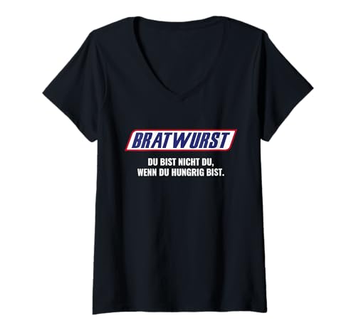 Damen Du bist Nicht du wenn du hungrig bist – Bratwurst T-Shirt mit V-Ausschnitt Damen Du bist Nicht du wenn du hungrig bist – Bratwurst T-Shirt mit V-Ausschnitt von Lustiges Bratwurst T-Shirt Deutsches Essen