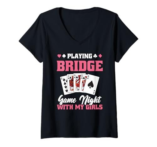 Damen Bridge Spieleabend Mädels Lustiges Spielkarten Bridgspieler T-Shirt mit V-Ausschnitt von Lustiges Bridge Design Für Frauen