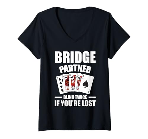 Damen Bridge Bash Partner Design Männer Frauen Karten Spieleabend T-Shirt mit V-Ausschnitt Damen Bridge Bash Partner Design Männer Frauen Karten Spieleabend T-Shirt mit V-Ausschnitt von Lustiges Bridge Spiel Outfit