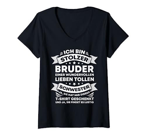 Damen Lustige Bruder Schwester Geburtstag Weihnachten Geschenkidee T-Shirt mit V-Ausschnitt Damen Lustige Bruder Schwester Geburtstag Weihnachten Geschenkidee T-Shirt mit V-Ausschnitt von Lustiges Bruder Schwester Geburtstag Geschenk