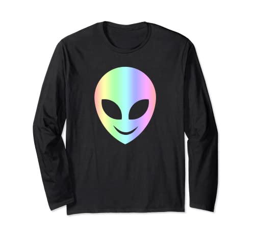 Lächelnd Außerirdischer Kopf Alien Head Kostüm Damen Herren Langarmshirt von Lustiges Damen & Herren Außerirdischer Co.