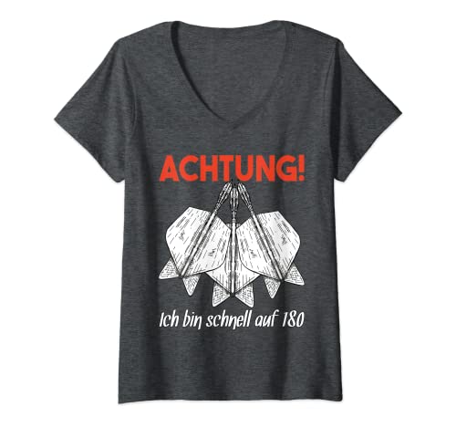Damen Achtung! Ich Bin Schnell Auf 180 - Darten Lustiges Dart T-Shirt mit V-Ausschnitt Damen Achtung! Ich Bin Schnell Auf 180 - Darten Lustiges Dart T-Shirt mit V-Ausschnitt von Lustiges Dart Geschenk Dartspieler