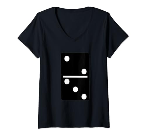 Damen Domino Stein 2|3 Spielstein Gruppen Kostüm Fasching Karneval T-Shirt mit V-Ausschnitt von Lustiges Domino Kostüm Steine Party Verkleidung